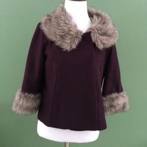 New ❄️ Forever 21 Y2K Purple Fur Trim  Poncho Jacket Coat